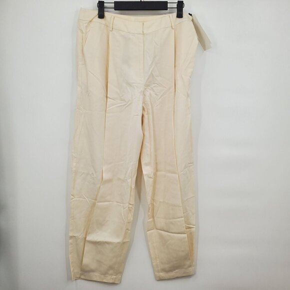 Lattelier Linen Blend Tapered Pants Women Size XL NWT Oversized Pleated Tapered - Picture 2 of 16